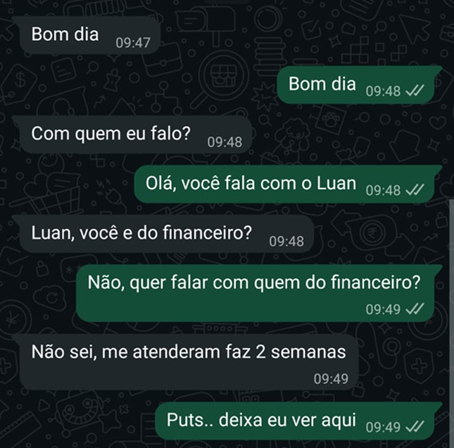 Print do WhatsApp sem identificação do atendente