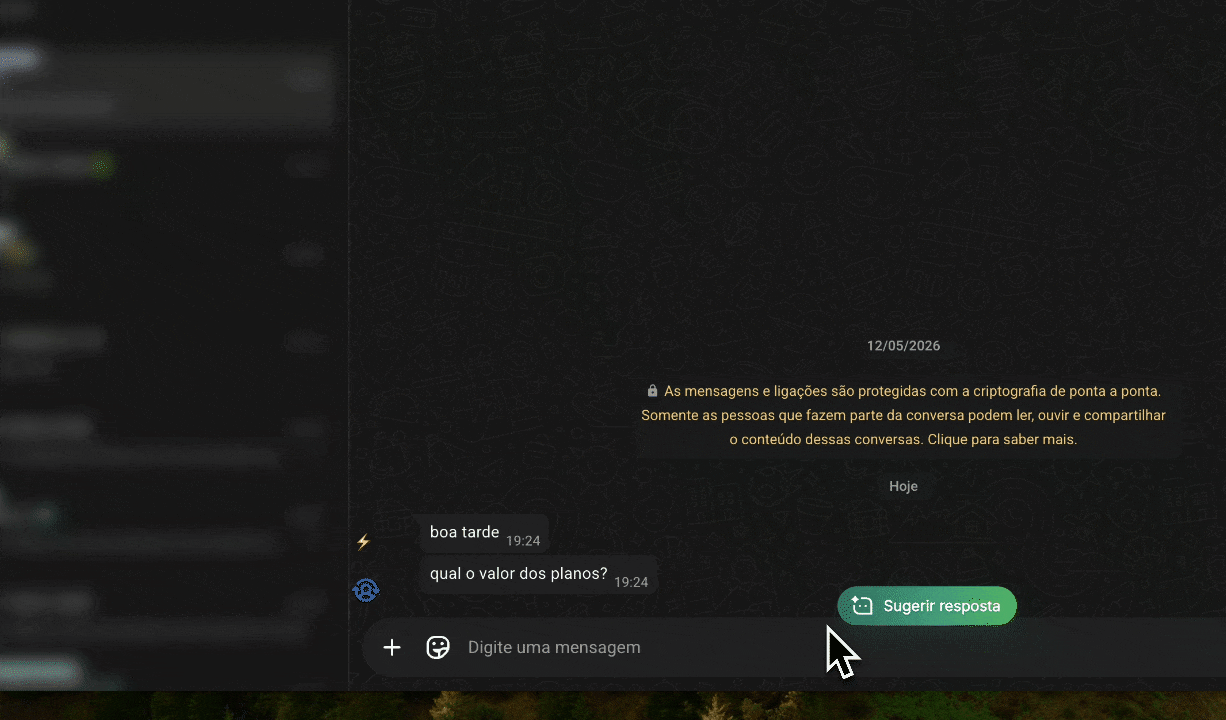 Sugestão de resposta com inteligência artificial no Zapme